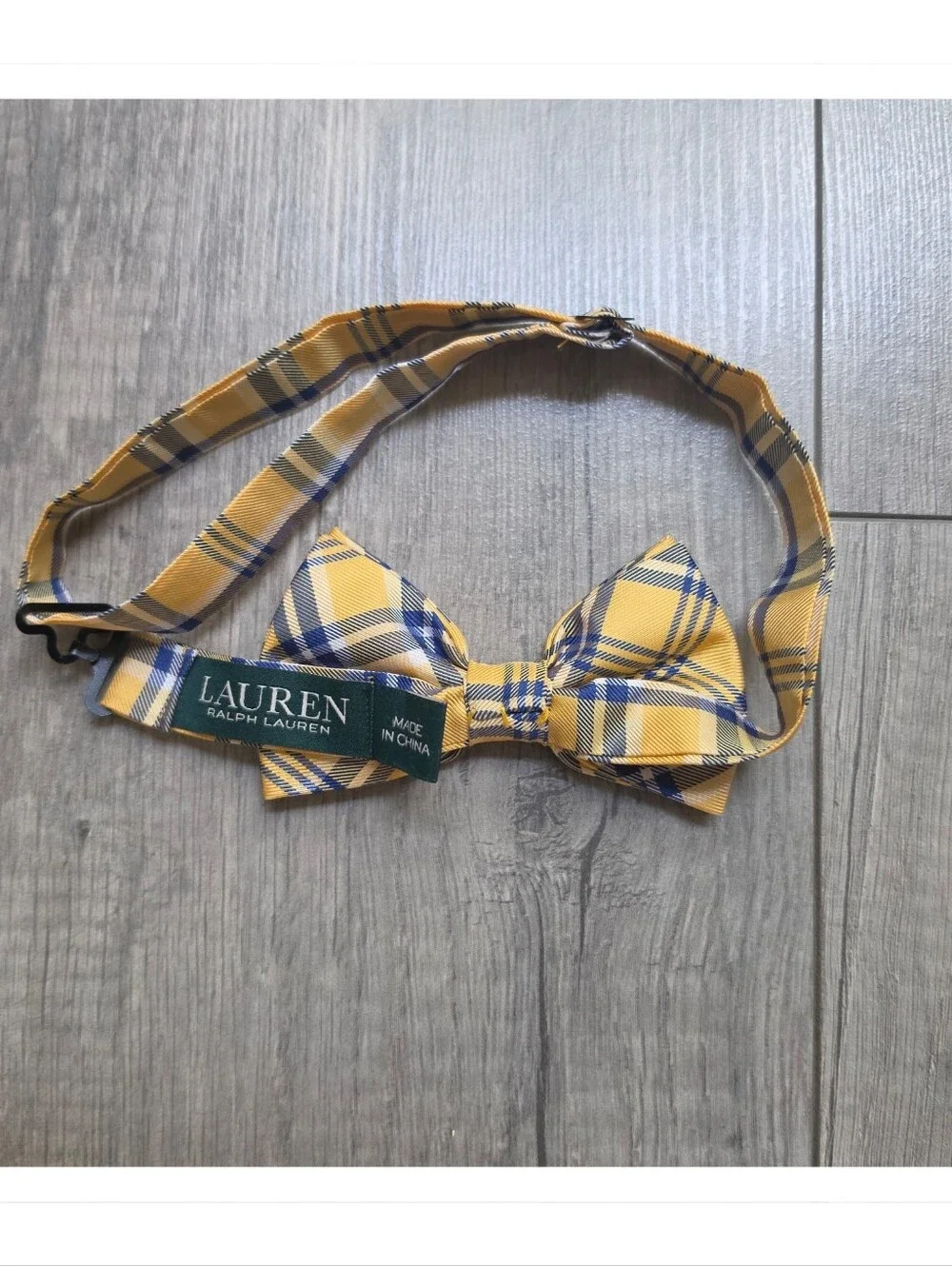 Lauren Ralph Lauren Yellow Blue Plaid Adjustable Bow Tie – Classic Preppy